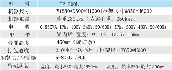 自动标准低台打包机TP-200L参数